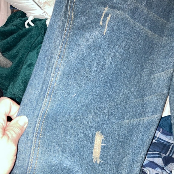 COPY - DISTRESSED LOOK BLUE OVERALLS - Picture 7 of 16